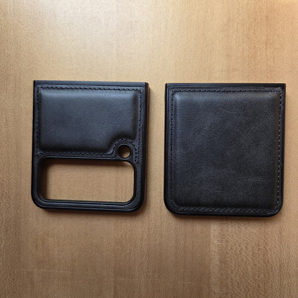 Black Mock Leather Phone Case Samsung FLIP Z (3/4)